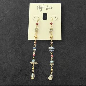 Style & Co Multi Colored Beaded Tower Dangle Earrings
